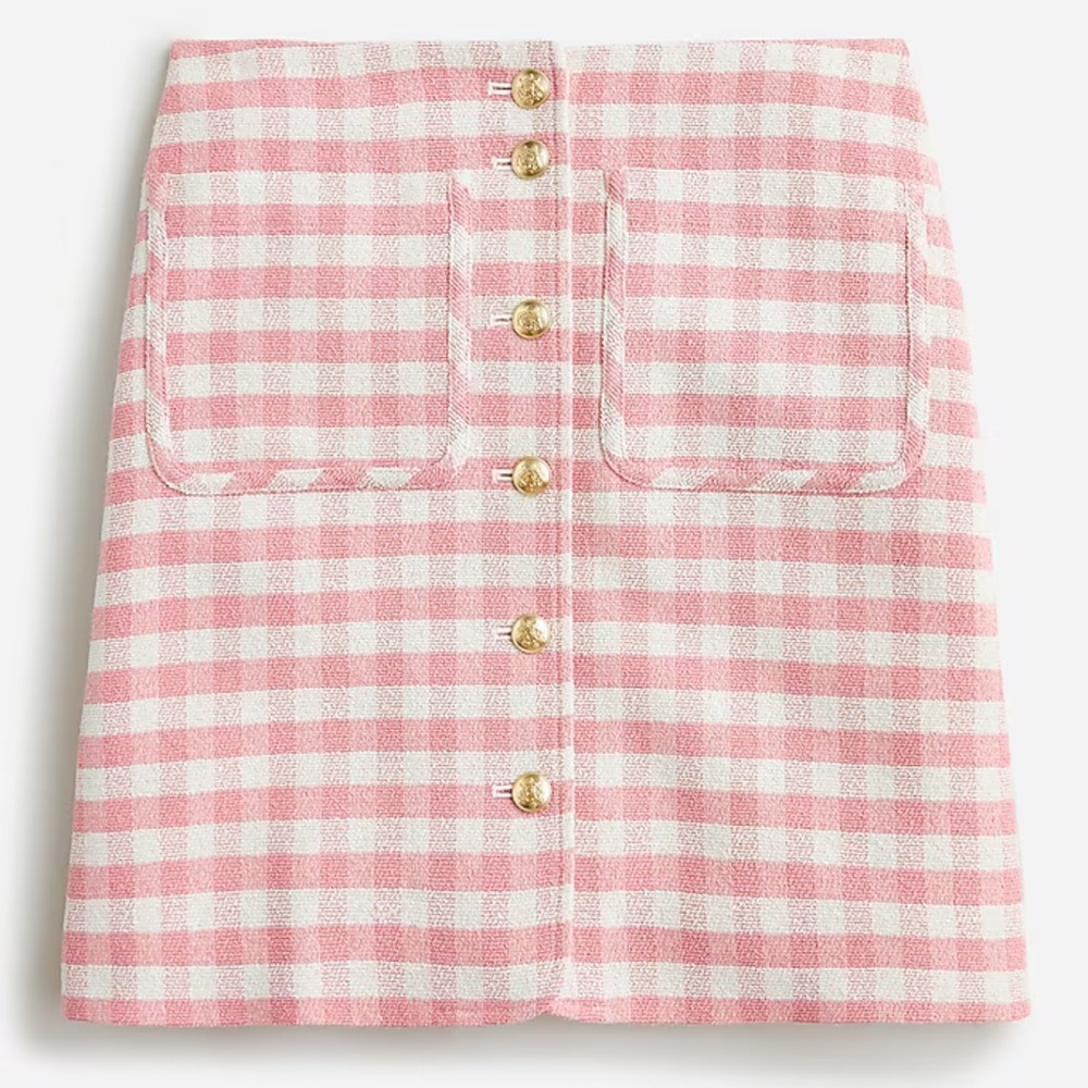 J. Crew Pink Checkered Pencil Skirt